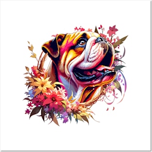 Joyful English Bulldog Celebrates Mothers Day With Love Posters and Art